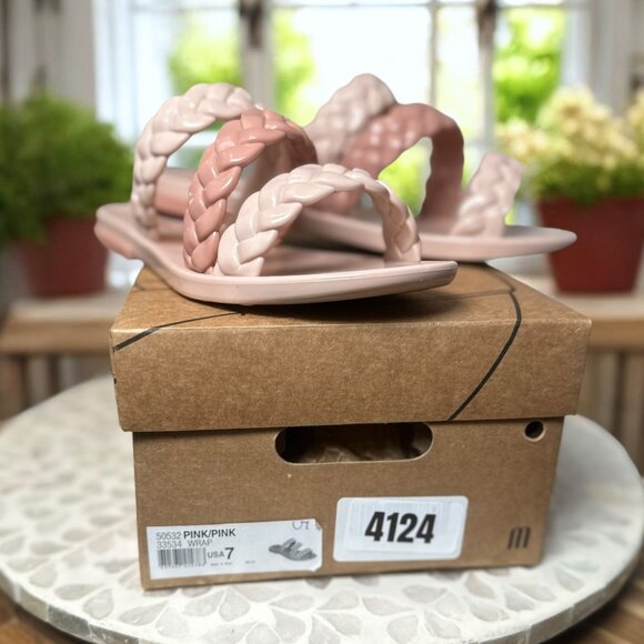 Melissa Wrap Sandals Pink Braided Double Strap Slide Jelly Slip On Size 7 Brazil - Picture 4 of 13